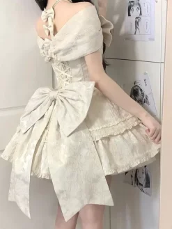 Robe Sweet Lolita en polyester sans manches avec jupe pull Robe Sweet Lolita