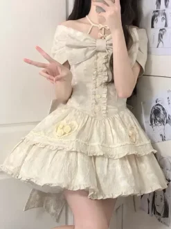 Robe Sweet Lolita en polyester sans manches avec jupe pull Robe Sweet Lolita
