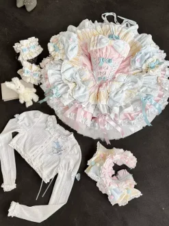 Robe Sweet Lolita JSK ensemble 5 pièces sans manches à plusieurs couches