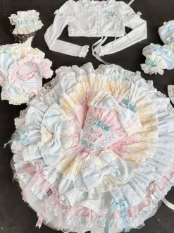 Robe Sweet Lolita JSK ensemble 5 pièces sans manches à plusieurs couches