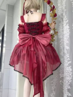 Robe Sweet Lolita JSK Glaze Fantasy sans manches à volants broderie et n艙ud papillon 4 couleurs