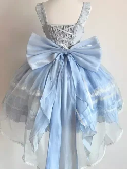 Robe Sweet Lolita JSK Glaze Fantasy sans manches à volants broderie et n艙ud papillon 4 couleurs