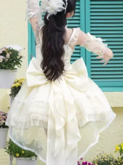 Robe Sweet Lolita JSK Glaze Fantasy sans manches à volants broderie et n艙ud papillon 4 couleurs