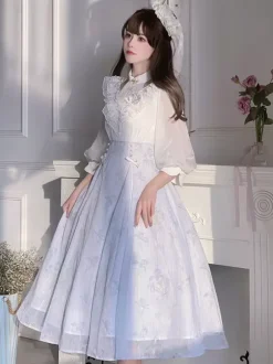 Robe Sweet Lolita Robe manches 3/4 en polyester Robe Sweet Lolita
