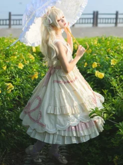 Robe Sweet Lolita Robe pull sans manches en polyester à volants