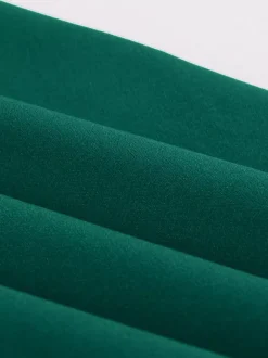Robe trapèze rétro froncée à col en V et revers contrastés pour femme 2026