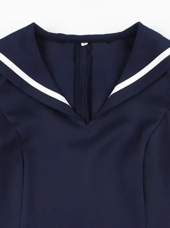 Robe trapèze rétro sans manches à col marin et n艙ud papillon pour femme 2026