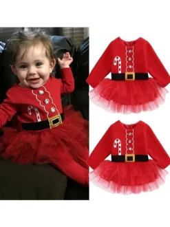 Robe Tunique Pour Noël Robe De Soirée Cadeaux Noël En Fibre De Polyester Rouge Père Noël