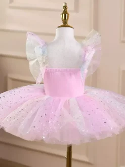Robe tutu de ballet pour filles jupe en tulle scintillante de princesse cygne costume de danse doux et moelleux pour représentation sur scène