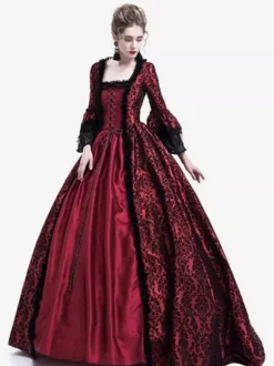 Robe Victorienne médiévale victorienne Robe Rococo Robe Marie Antoinette Opéra Costume Rétro Déguisements Halloween Bourgogne