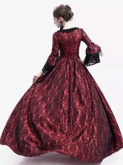 Robe Victorienne médiévale victorienne Robe Rococo Robe Marie Antoinette Opéra Costume Rétro Déguisements Halloween Bourgogne