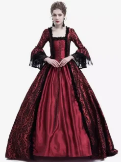 Robe Victorienne médiévale victorienne Robe Rococo Robe Marie Antoinette Opéra Costume Rétro Déguisements Halloween Bourgogne