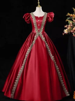 Robe Victorienne rétro robe Opéra femme bleu royal Euro-Style Marie-Antoinette Costume vêtements vintage Bourgogne