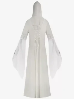 Robe Vintage Longue À Capuche Déguisement Costume Rétro Médiéval Bourgogne