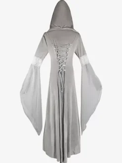 Robe Vintage Longue À Capuche Déguisement Costume Rétro Médiéval Bourgogne