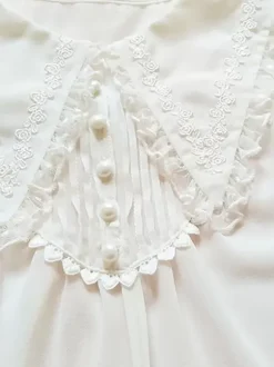 ROCOCO Style Blouses Lolita Volants Plissés Chemisier Manches Longues Haut Lolita Chemise Lolita Blanche