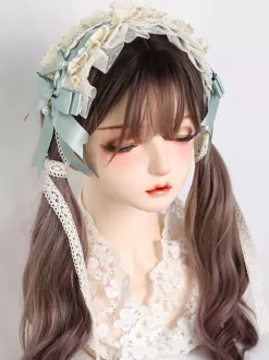 ROCOCO Style Lolita Accessoires Vert Volants Dentelle Couvre-chef Polyester Divers