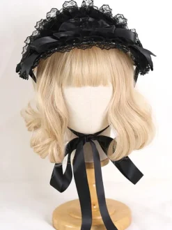 ROCOCO Style Lolita Hat Purple Lace Ruffles Bows Accessoire Polyester Lolita Accessoires
