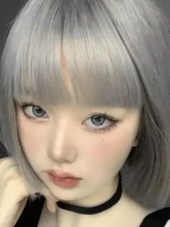 Rococo Style Lolita Perruque Courte Fibre Résistante À La Chaleur Gris Accessoires Lolita