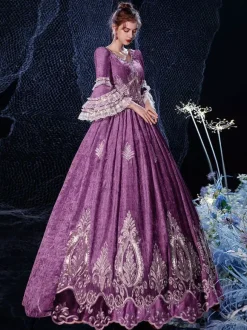 Rococo victorien rétro Costume robe bordeaux dentelle coton Cosplay Costume carnaval