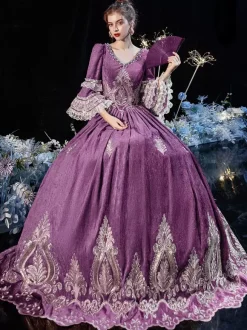 Rococo victorien rétro Costume robe bordeaux dentelle coton Cosplay Costume carnaval