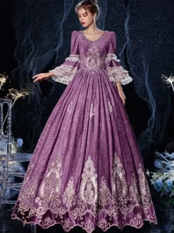 Rococo victorien rétro Costume robe bordeaux dentelle coton Cosplay Costume carnaval