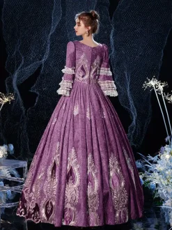 Rococo victorien rétro Costume robe bordeaux dentelle coton Cosplay Costume carnaval