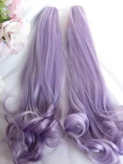 ROCOCO Style Lolita Perruques Violet Longue Fibre Résistant À La Chaleur Accessoires Lolita