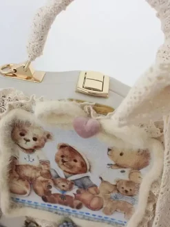 ROCOCO Style Lolita sac café marron Polyester fleurs n艙uds Polyester fibre sac à main accessoires Lolita