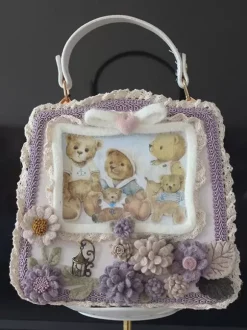 ROCOCO Style Lolita sac café marron Polyester fleurs n艙uds Polyester fibre sac à main accessoires Lolita