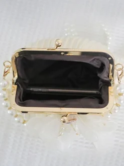 ROCOCO Style Sac Lolita Noeud Noir Strass Perles Accessoire Polyester Lolita Accessoires