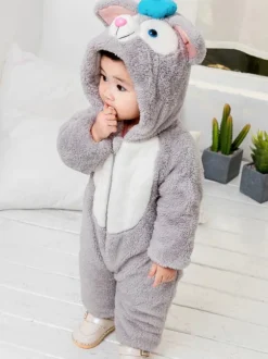 Rose Chats Kigurumi Carnaval Pyjamas Bébés 2026 Flanelle Combinaison d'Hiver Enfants Cadeaux Noël Déguisements Halloween