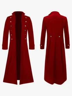 Rouge Vintage haut rétro manches longues Polyester Polyester fibre pardessus rétro Costumes pour homme Bourgogne