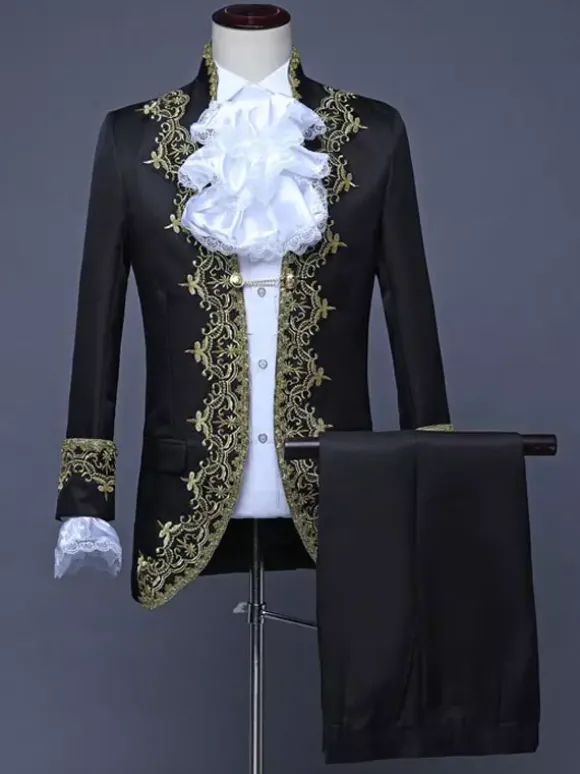 Rouge Vintage Set Art Déco/Rétro Polyester Manches Longues Rétro Costumes Pour Homme