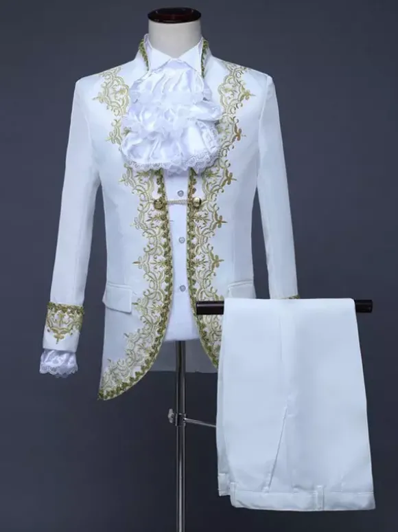 Rouge Vintage Set Art Déco/Rétro Polyester Manches Longues Rétro Costumes Pour Homme