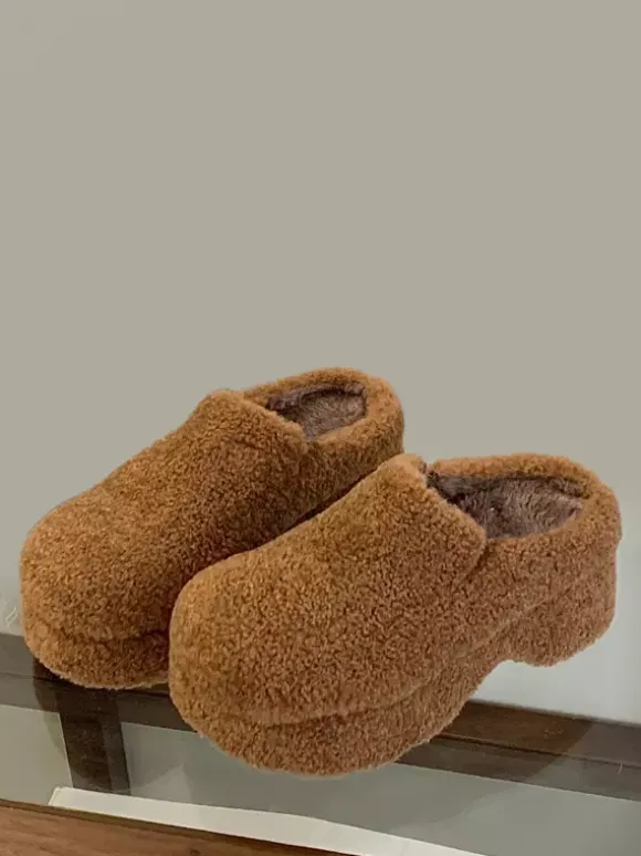 Sabots pour femmes bout rond sans bride mules d'hiver