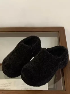 Sabots pour femmes bout rond sans bride mules d'hiver