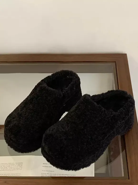 Sabots pour femmes bout rond sans bride mules d'hiver