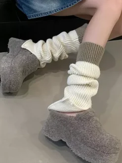 Sabots pour femmes bout rond sans bride mules d'hiver