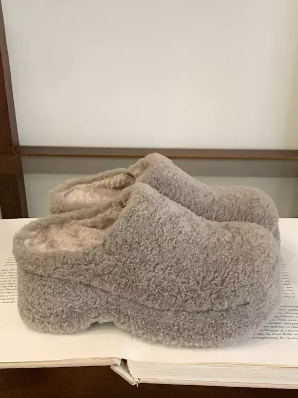 Sabots pour femmes bout rond sans bride mules d'hiver