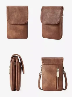 Sac à bandoulière réglable en similicuir pour téléphone portable pour femme 2026