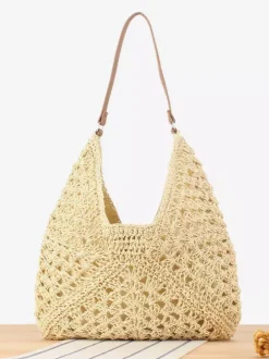 Sac à bandoulière tissé en corde de papier de grande capacité pour les vacances pour femmes 2026