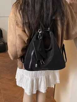 Sac à dos fourre-tout multi-usages en daim vintage à franges grande capacité convertible en sac à bandoulière