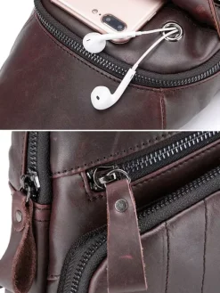 Sac à dos une pièce en cuir marron foncé pour homme