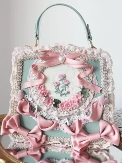 Sac à main en cuir PU vert clair avec n艙uds appliqués sac à main en cuir PU accessoires Lolita