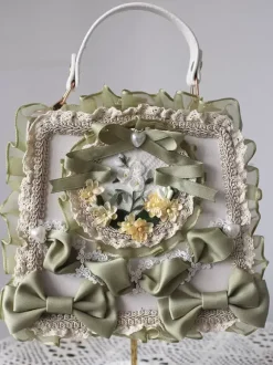 Sac à main en cuir PU vert clair avec n艙uds appliqués sac à main en cuir PU accessoires Lolita