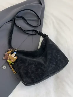 Sac cabas bandoulière grande capacité en similicuir délavé vintage style hobo idéal pour un usage quotidien.