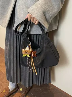 Sac cabas bandoulière grande capacité en similicuir délavé vintage style hobo idéal pour un usage quotidien.
