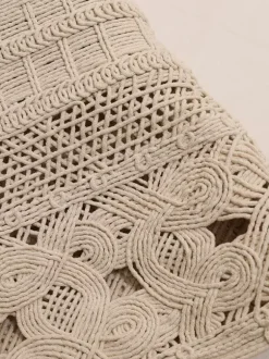 Sac cabas bohème en corde de coton crochetée sac bandoulière ajouré tissé sac à main pour les vacances d'été à la plage