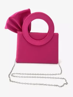Sac de soirée miniature en satin avec anse anneau et n艙ud bandoulière amovible et chaîne détachable pochette pour mariage ou soirée.